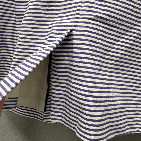 J Crew Blazer Womens 12 Blue White Stripe Coastal Nautical Jacket Cotton Classic - Picture 9 of 9